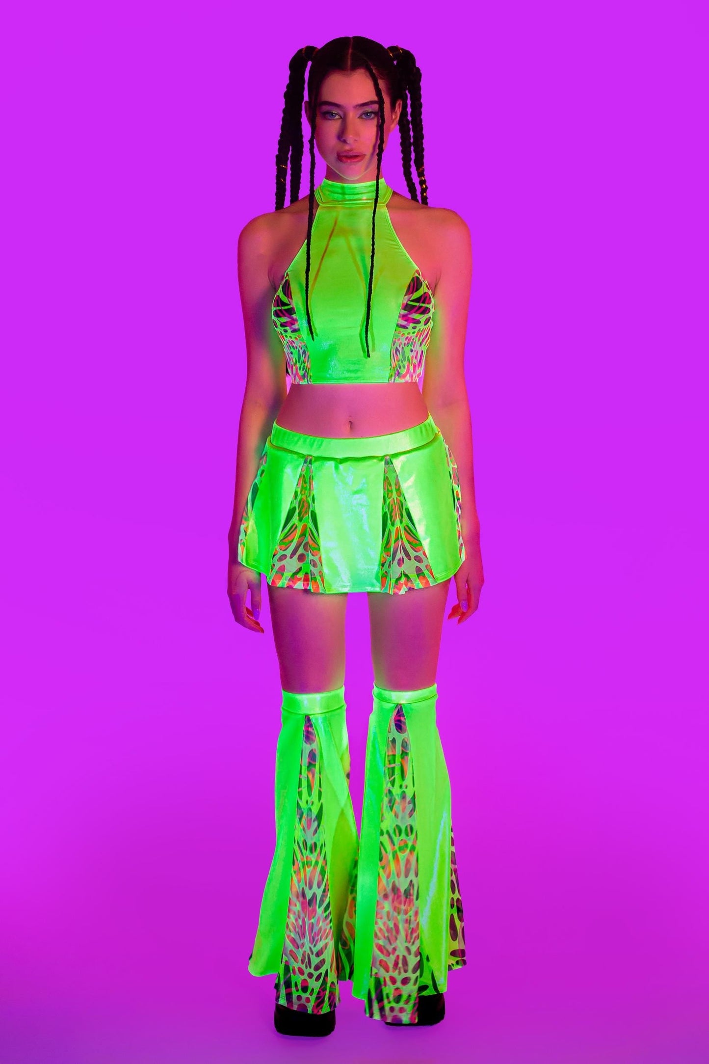 Lime Wire Paneled Skirt