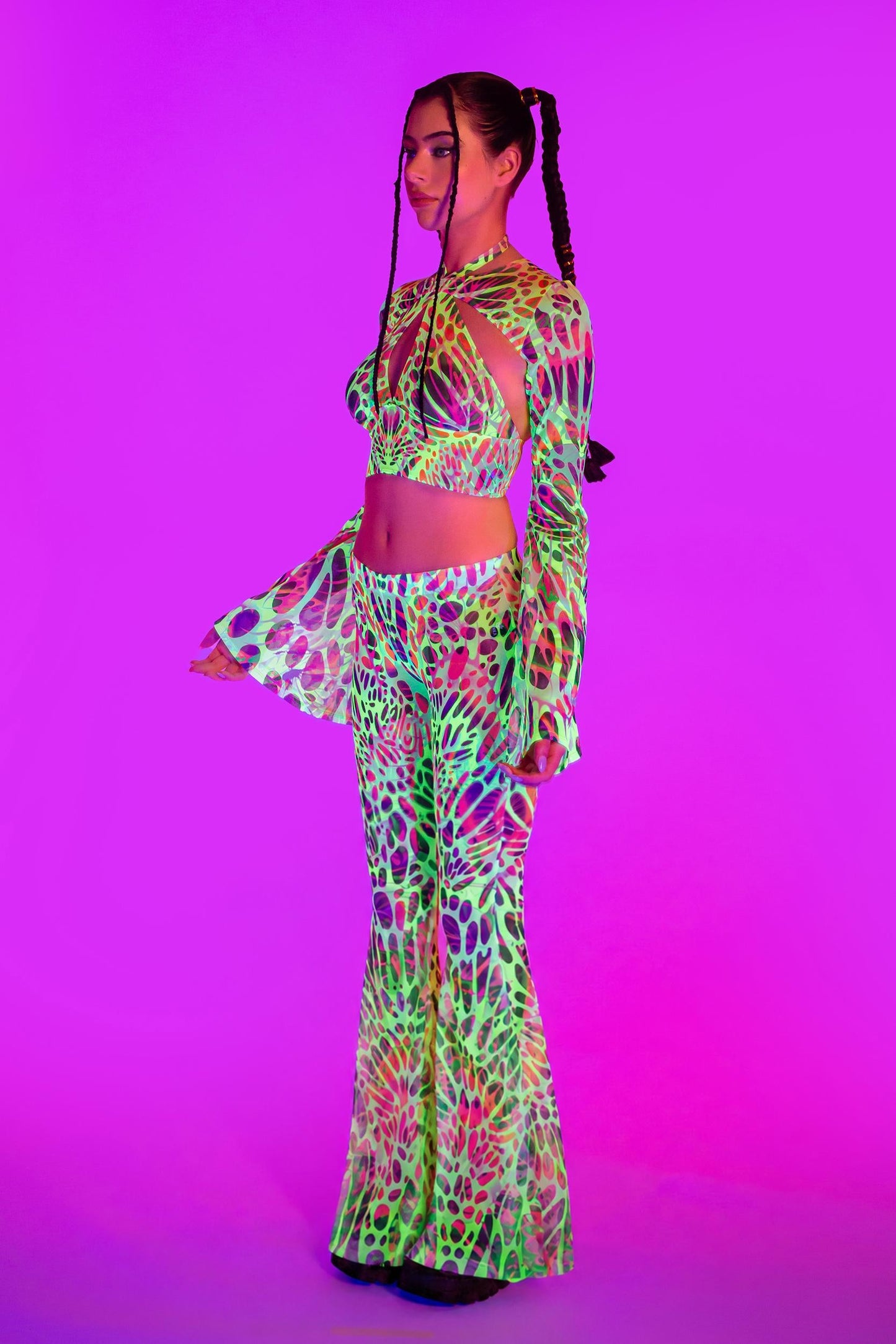 Touch my Nerve Mesh Bell Bottoms Pants