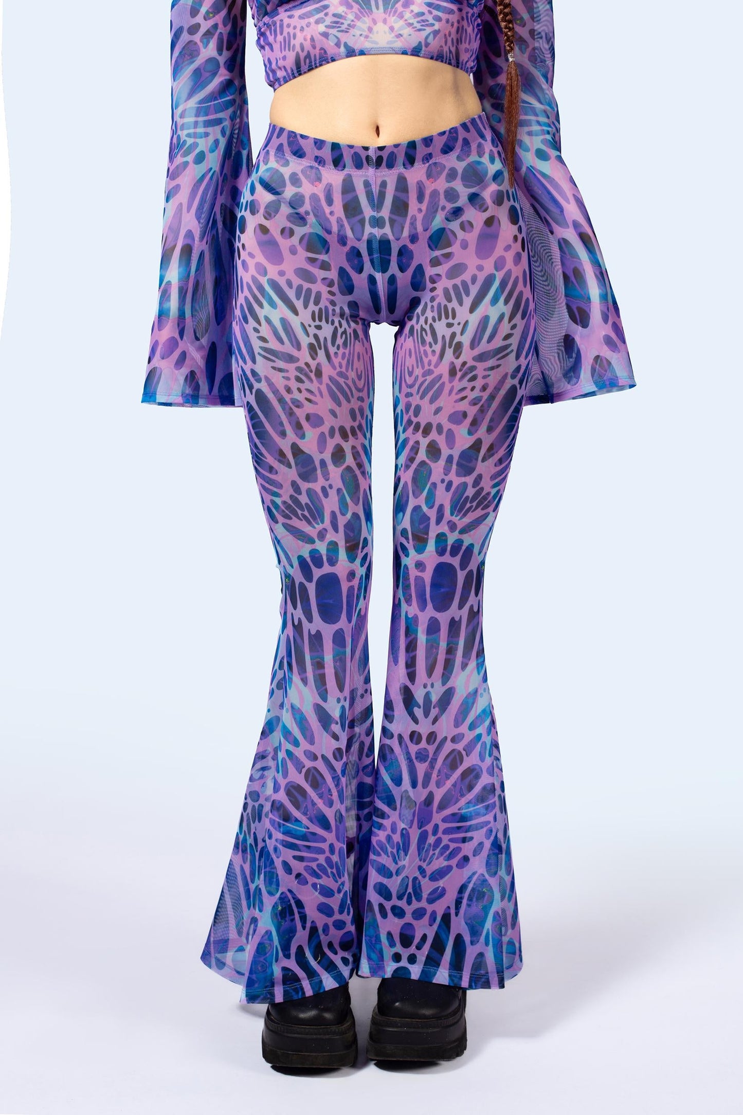 Amethyst Mesh Bell Bottoms Pants