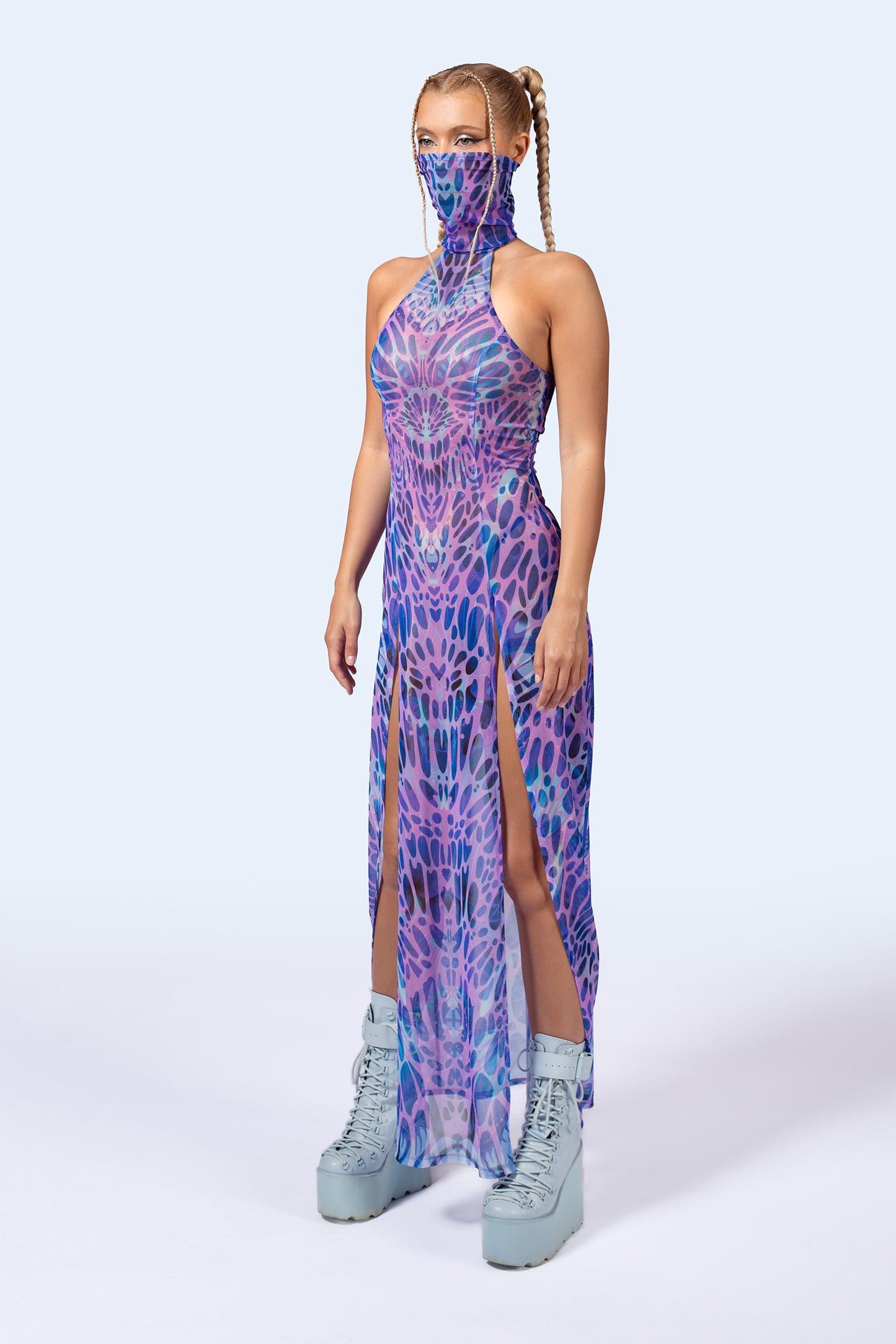 Amethyst Mask Halter Dress