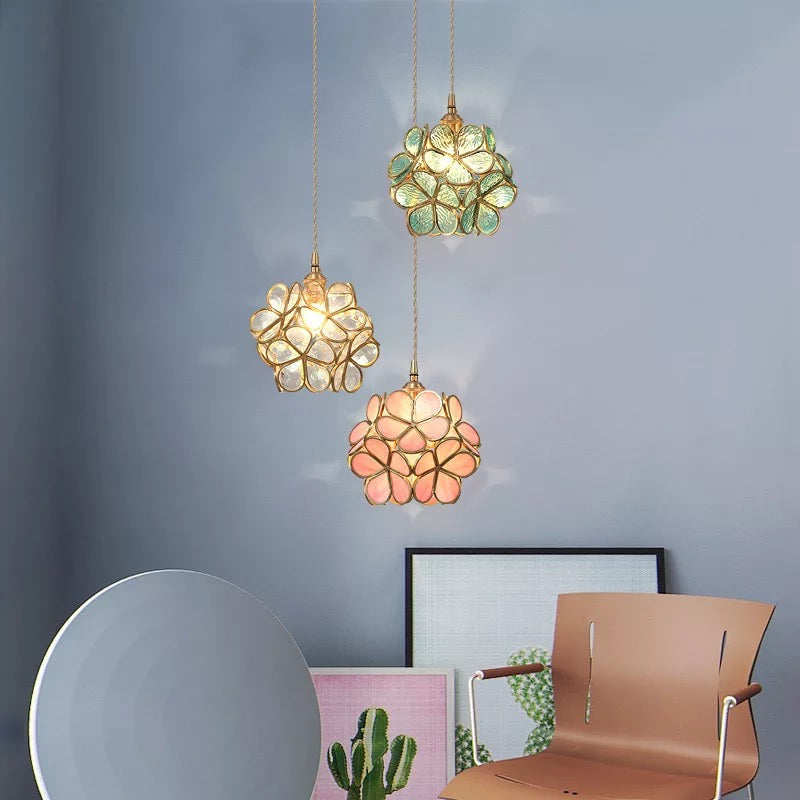 Flower Glass Petal Cluster Pendant Light