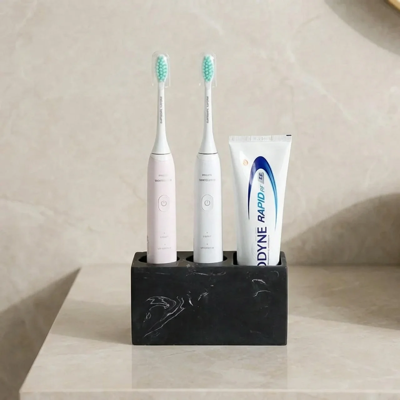 Toothbrush Holder Bathroom Organizer Matte Finish Neutral Colour