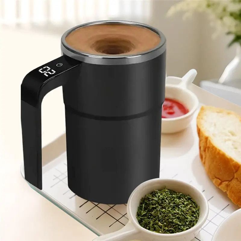 Smart Coffee Cup with Automatic Mixing and Digital Temperature Display