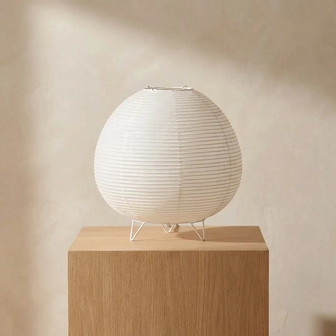 Paper Lantern Table Lamp LED USB Powered Warm White Light Japandi Style