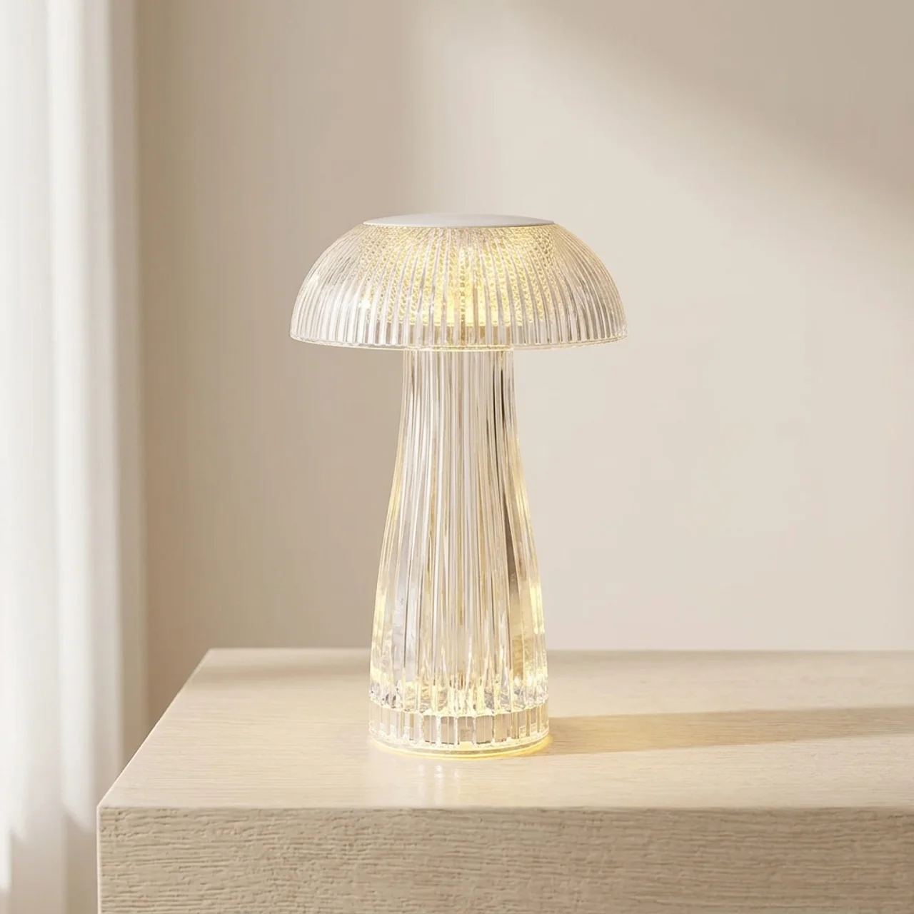 LED Table Lamp Cordless Touch Control Adjustable Brightness Transparent