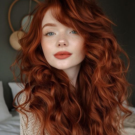 13X4 Ginger Synthetic Lace Front Wig – Long Wavy Black Hair Cosplay Wig for Women, Glueless & Heat Resistant