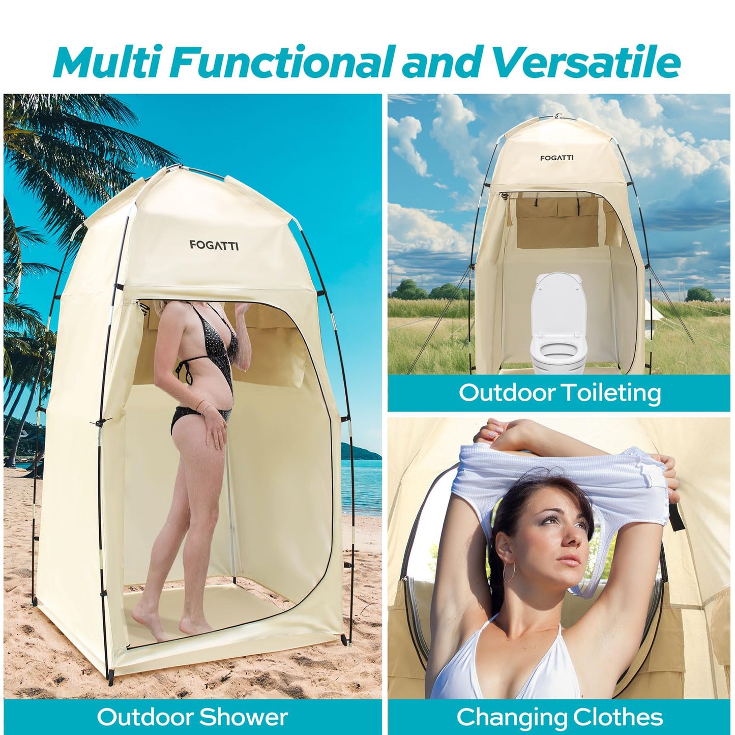 FOGATTI Portable Camping Shower Tent With Floor