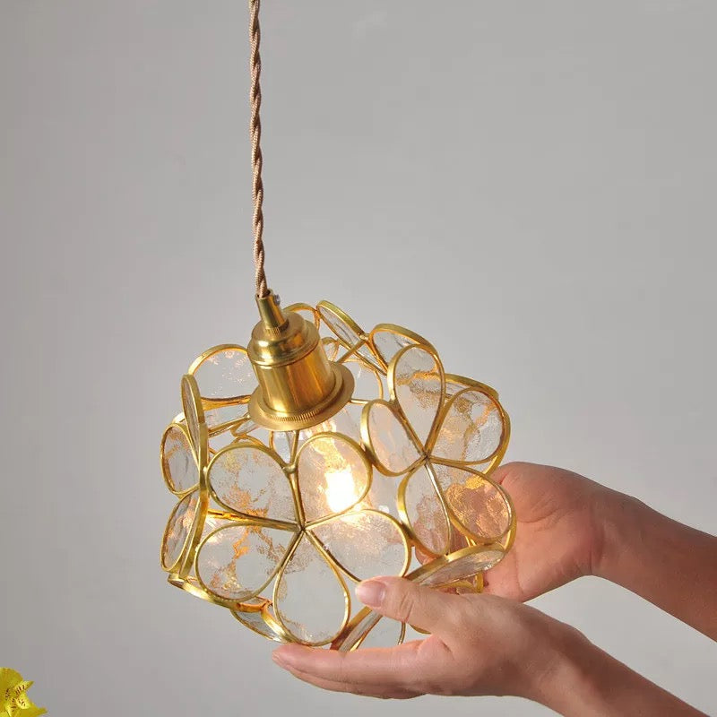 Flower Glass Petal Cluster Pendant Light