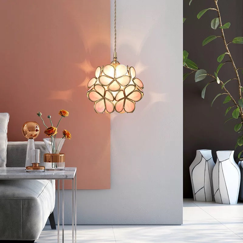 Flower Glass Petal Cluster Pendant Light