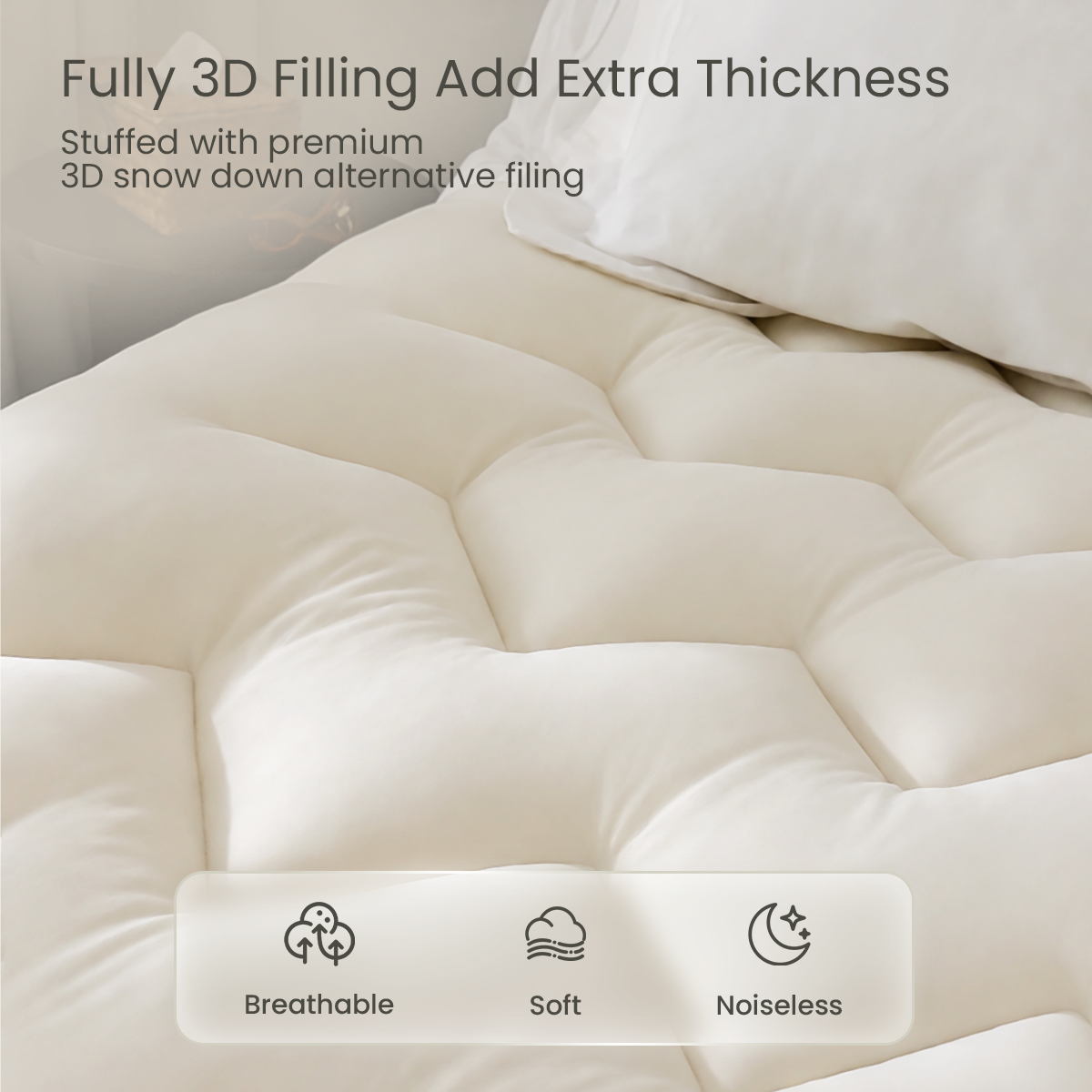 Soft & Cozy 3D Fill Cooling Mattress Topper – Luxurious Comfort