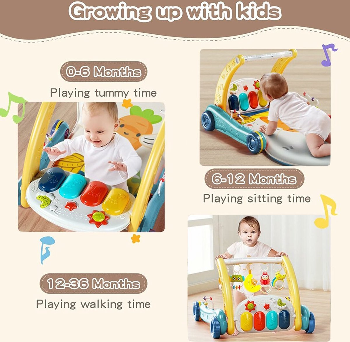 Baby loopwagen - Baby mat - Baby rek - Set 2in1 - Multifunctioneel - Educatief Babyspeelgoed