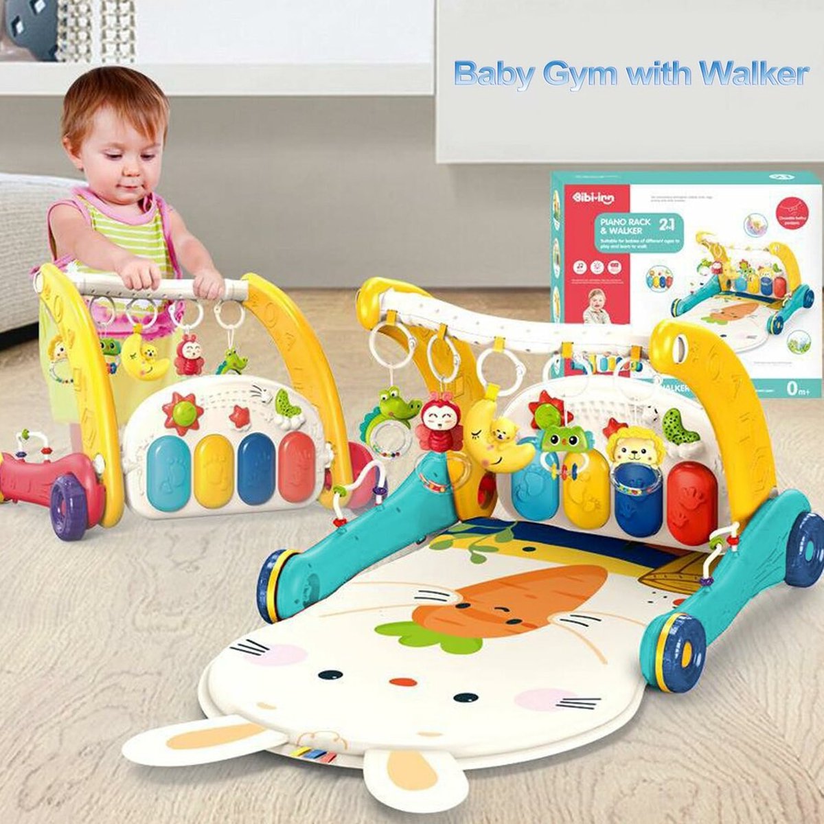 Baby loopwagen - Baby mat - Baby rek - Set 2in1 - Multifunctioneel - Educatief Babyspeelgoed