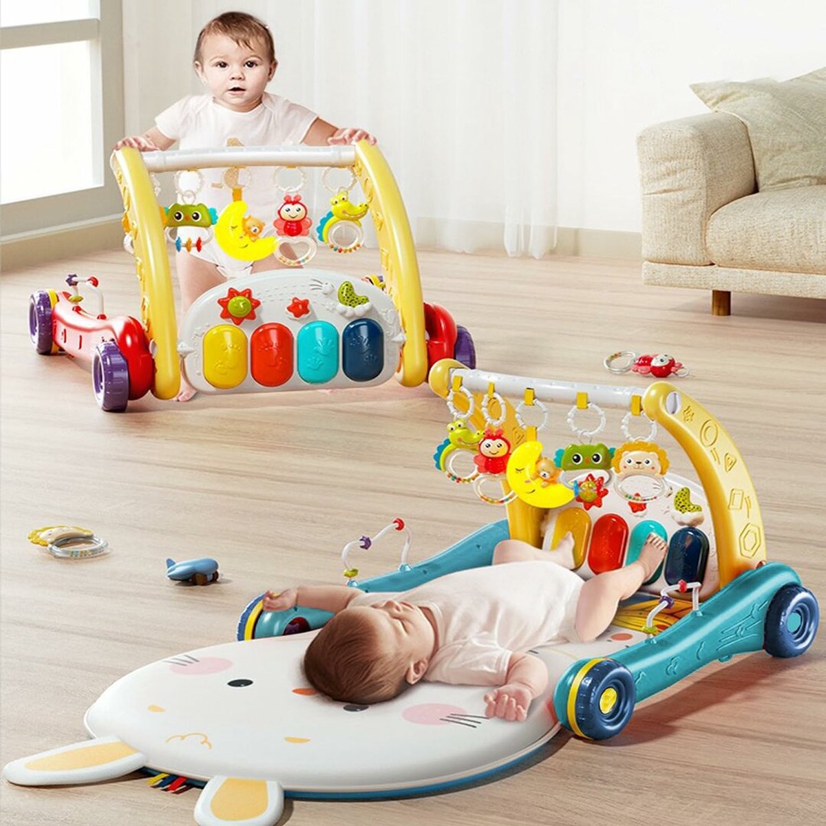 Baby loopwagen - Baby mat - Baby rek - Set 2in1 - Multifunctioneel - Educatief Babyspeelgoed