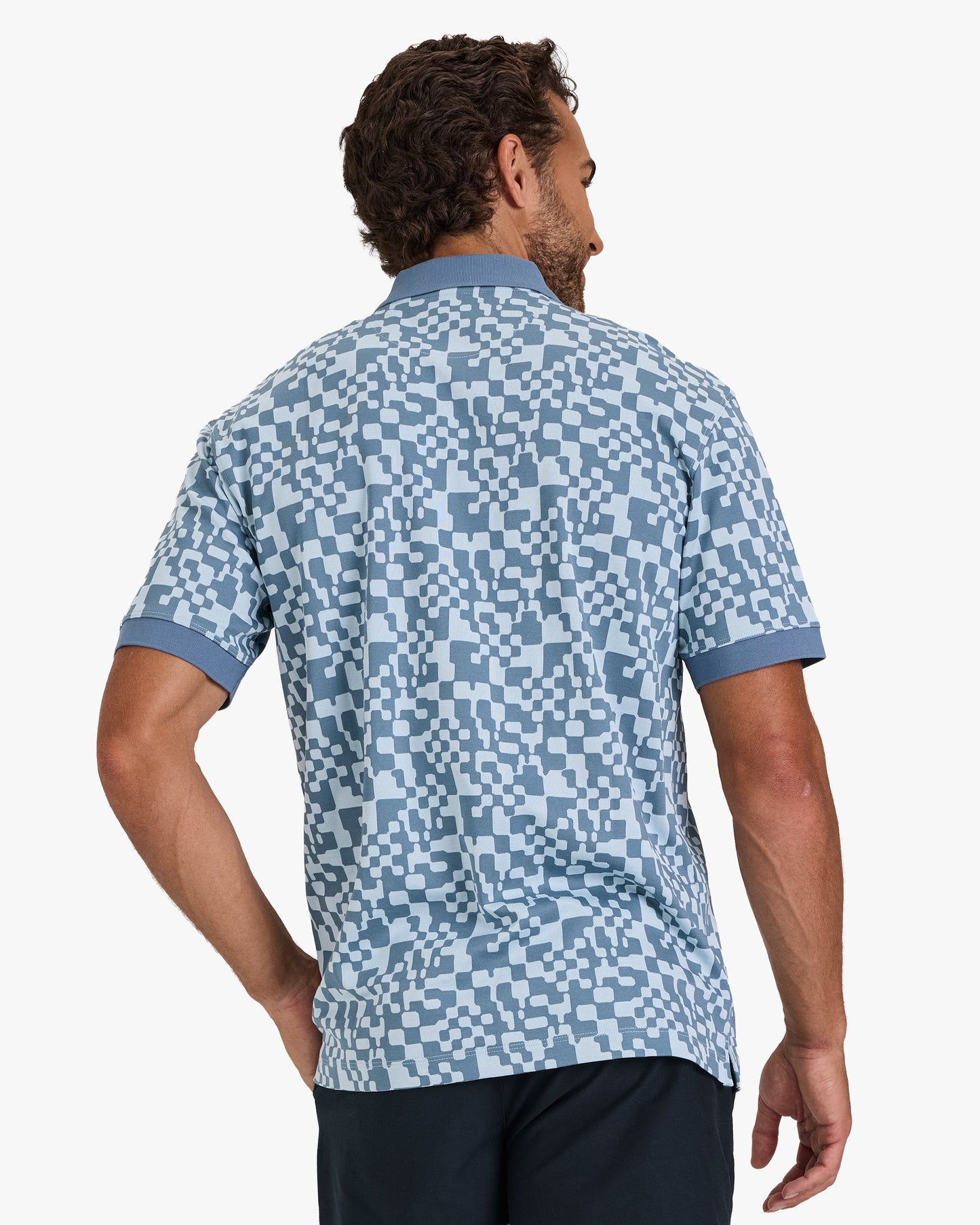 Jacquard Polo - Pixelate - Blue Mirage