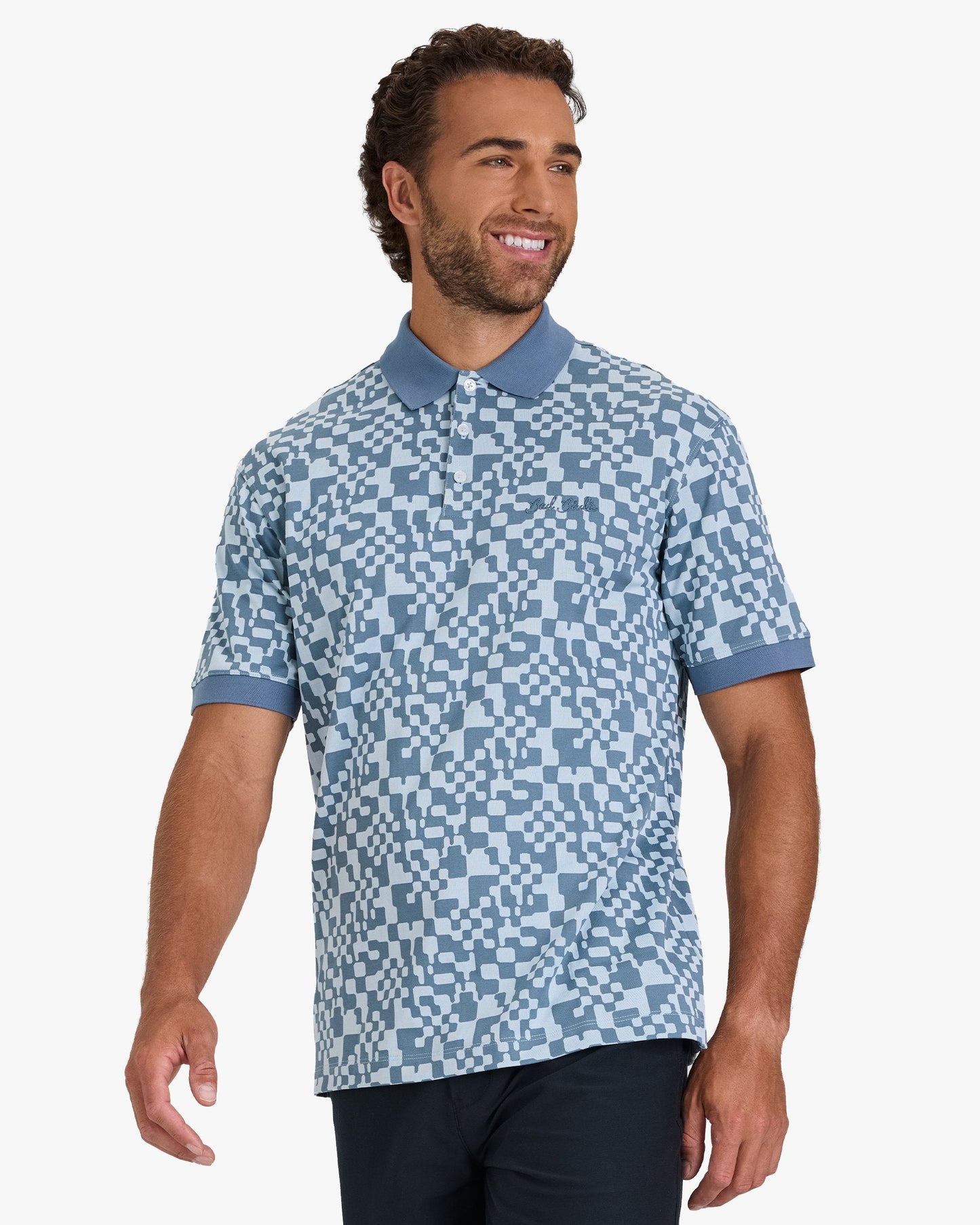 Jacquard Polo - Pixelate - Blue Mirage