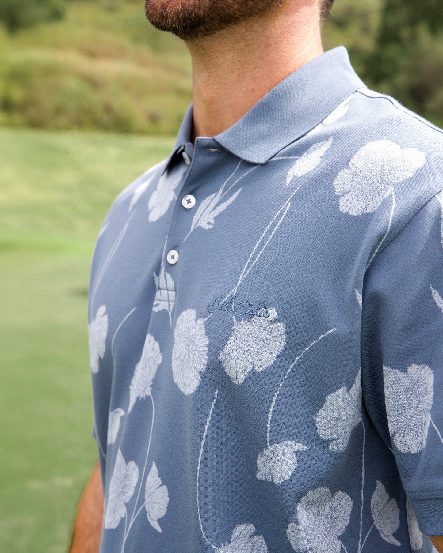 Jacquard Polo - Bloom Me Away - Blue Mirage