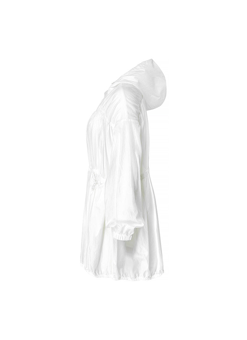 Airy Balloon Shirring Hood Long Jacket