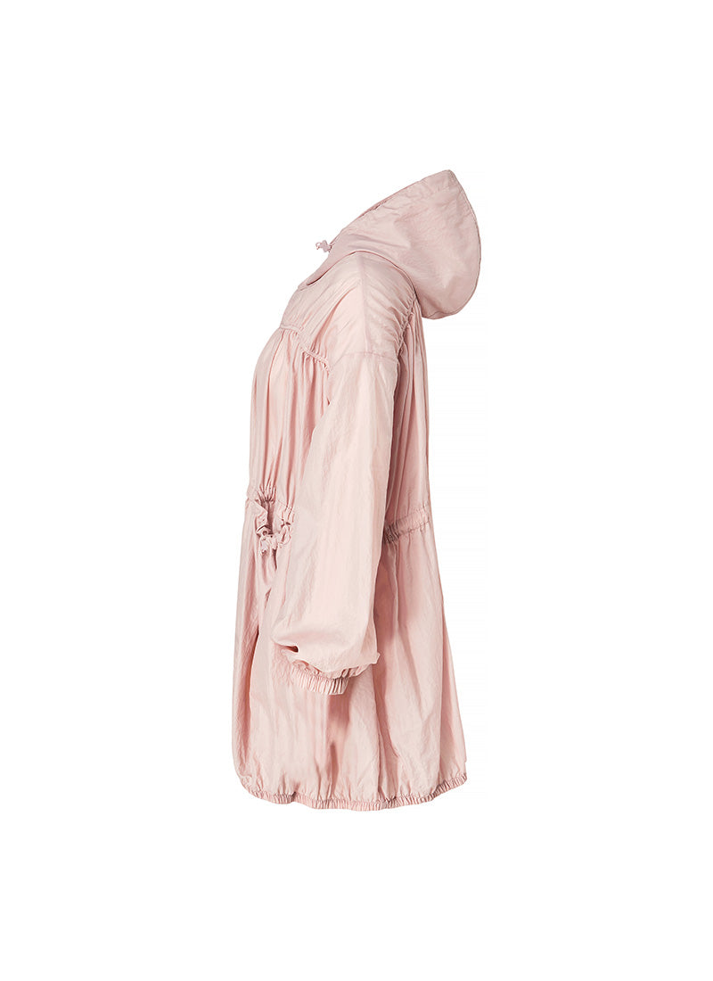 Airy Balloon Shirring Hood Long Jacket