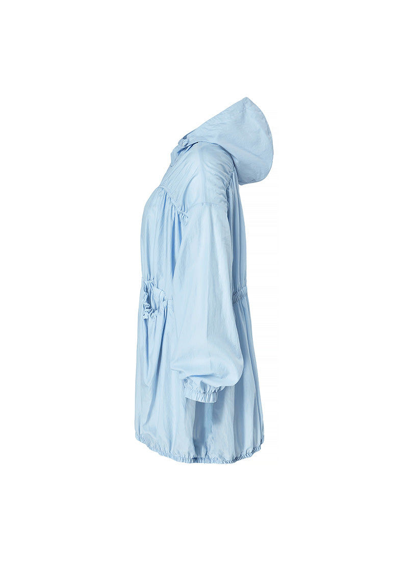 Airy Balloon Shirring Hood Long Jacket