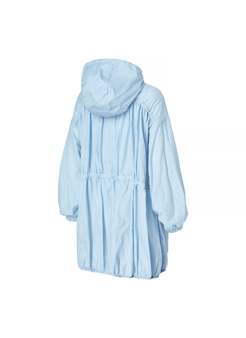 Airy Balloon Shirring Hood Long Jacket
