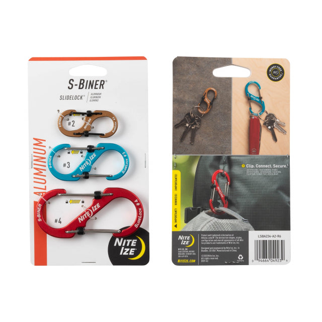 S-Biner SlideLock Aluminum Combo - 3 Pack - Assorted