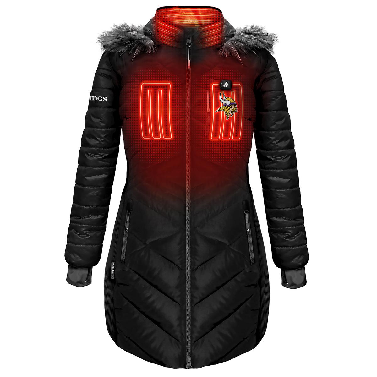 ActionHeat Minnesota Vikings 5V Women's Long Puffer Battery Heated Jacket