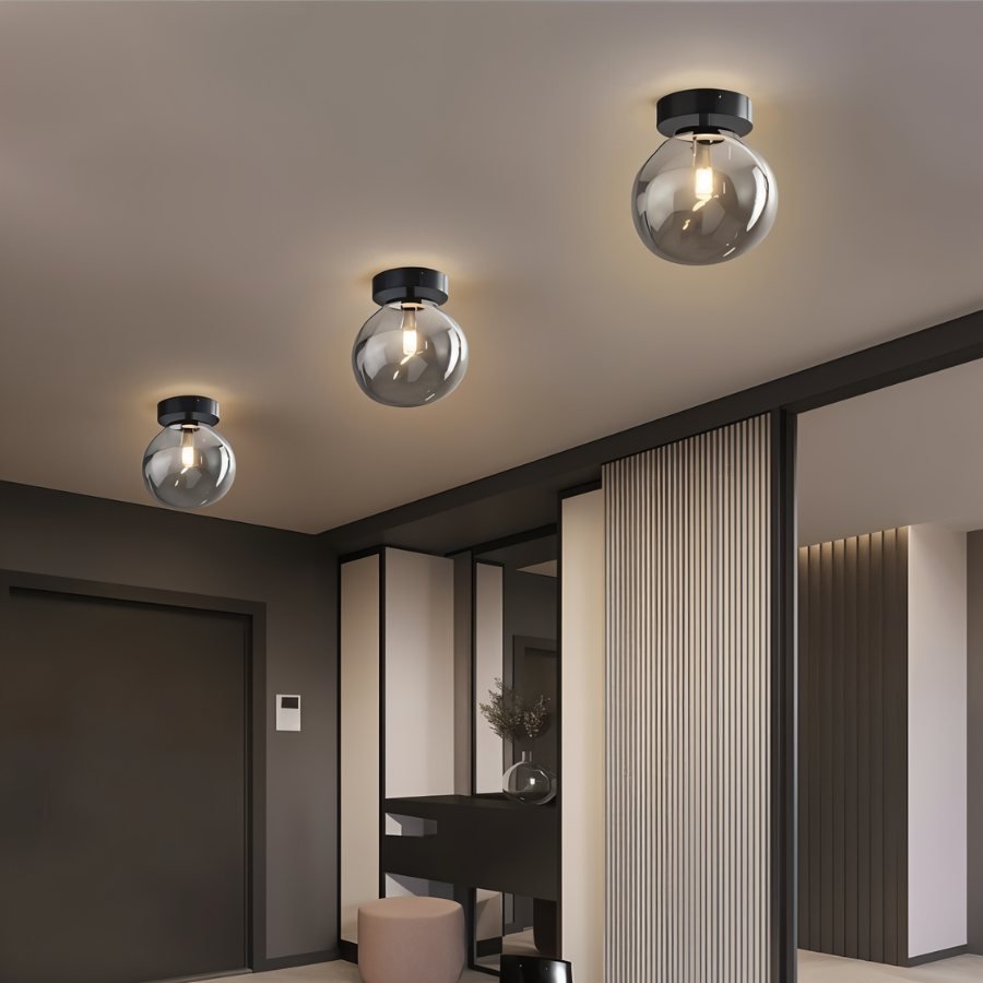 Modern Glass Ceiling Light With Hardwired LED Light