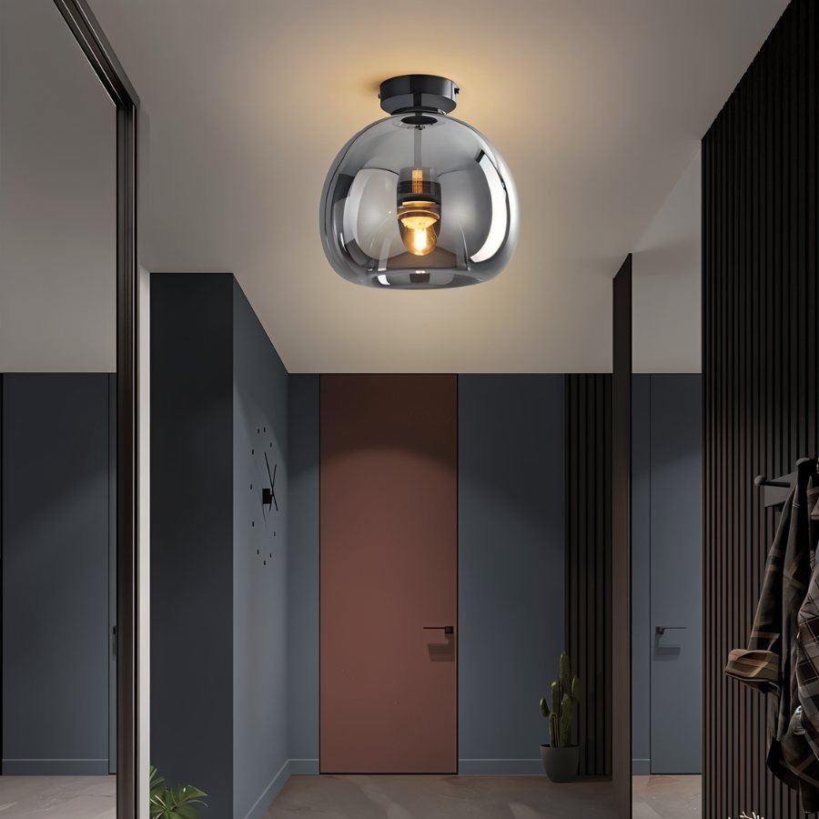 Modern Glass Ceiling Light With Hardwired LED Light
