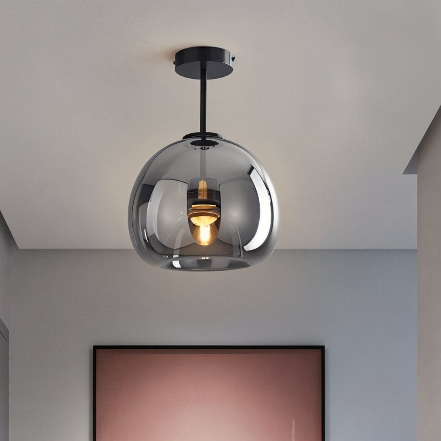 Modern Glass Ceiling Light With Hardwired LED Light