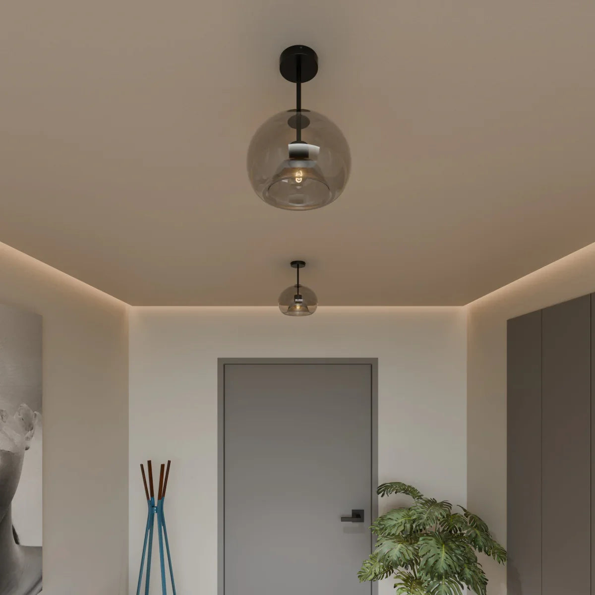 Modern Glass Ceiling Light With Hardwired LED Light