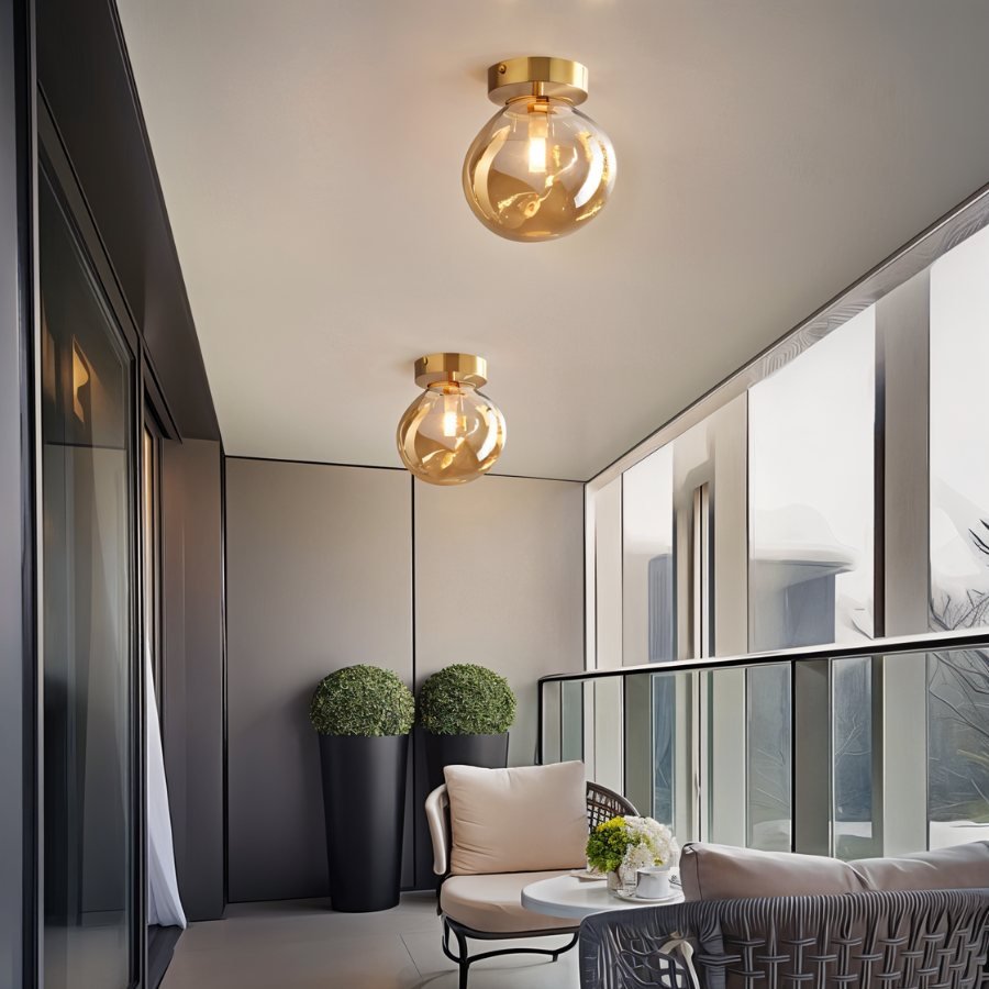 Modern Glass Ceiling Light With Hardwired LED Light