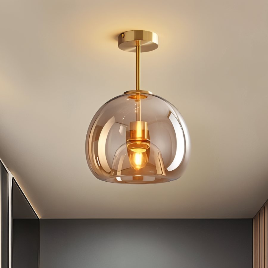 Modern Glass Ceiling Light With Hardwired LED Light