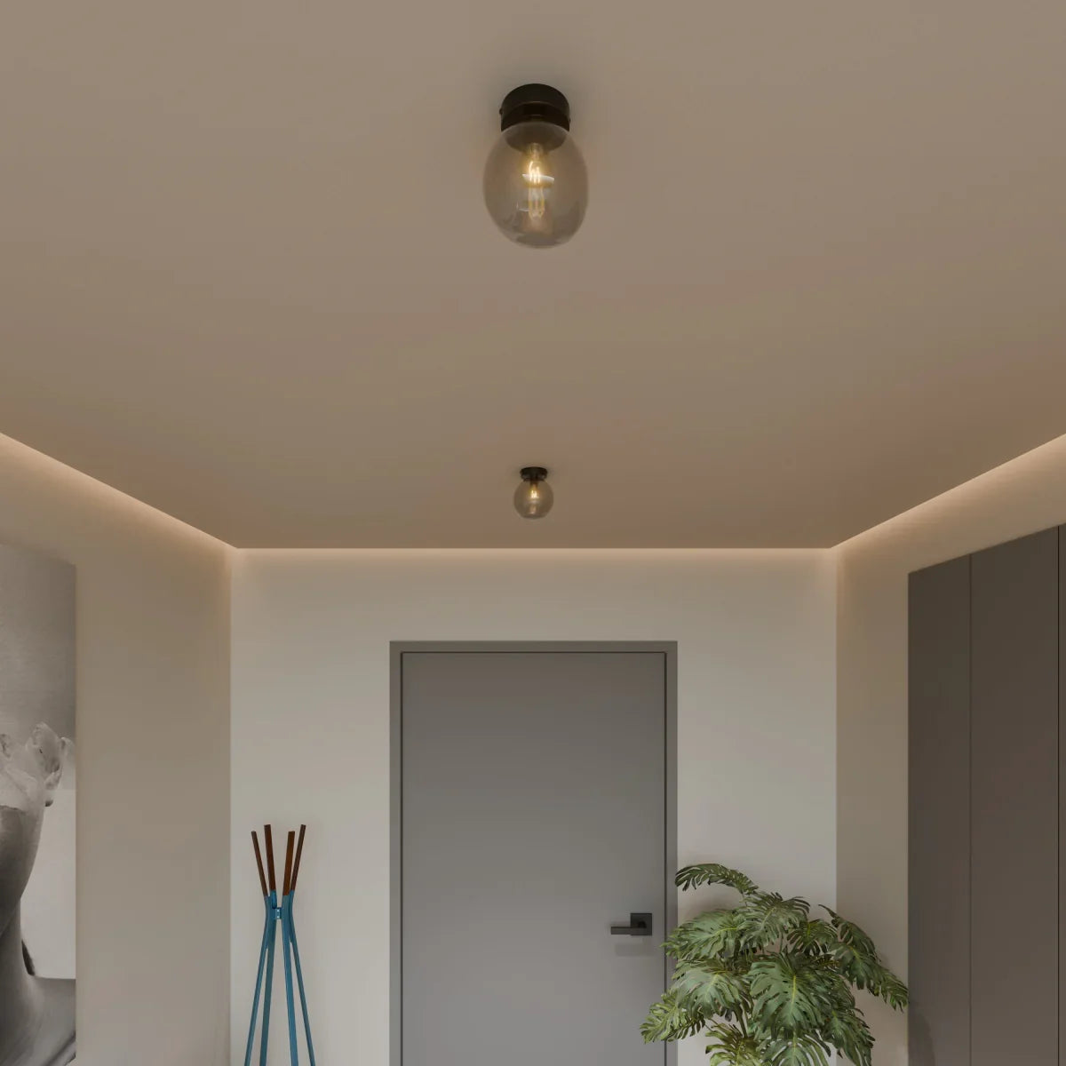 Modern Glass Ceiling Light With Hardwired LED Light