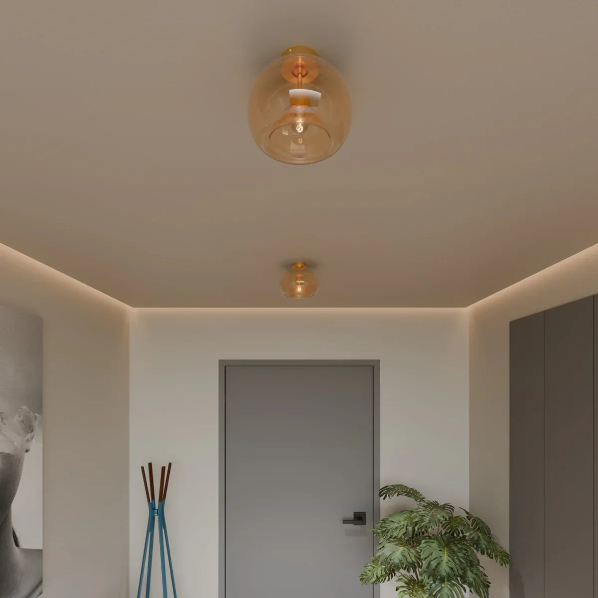 Modern Glass Ceiling Light With Hardwired LED Light