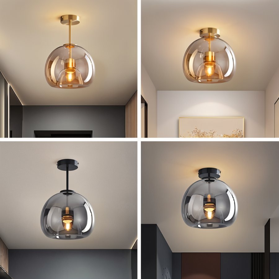 Modern Glass Ceiling Light With Hardwired LED Light