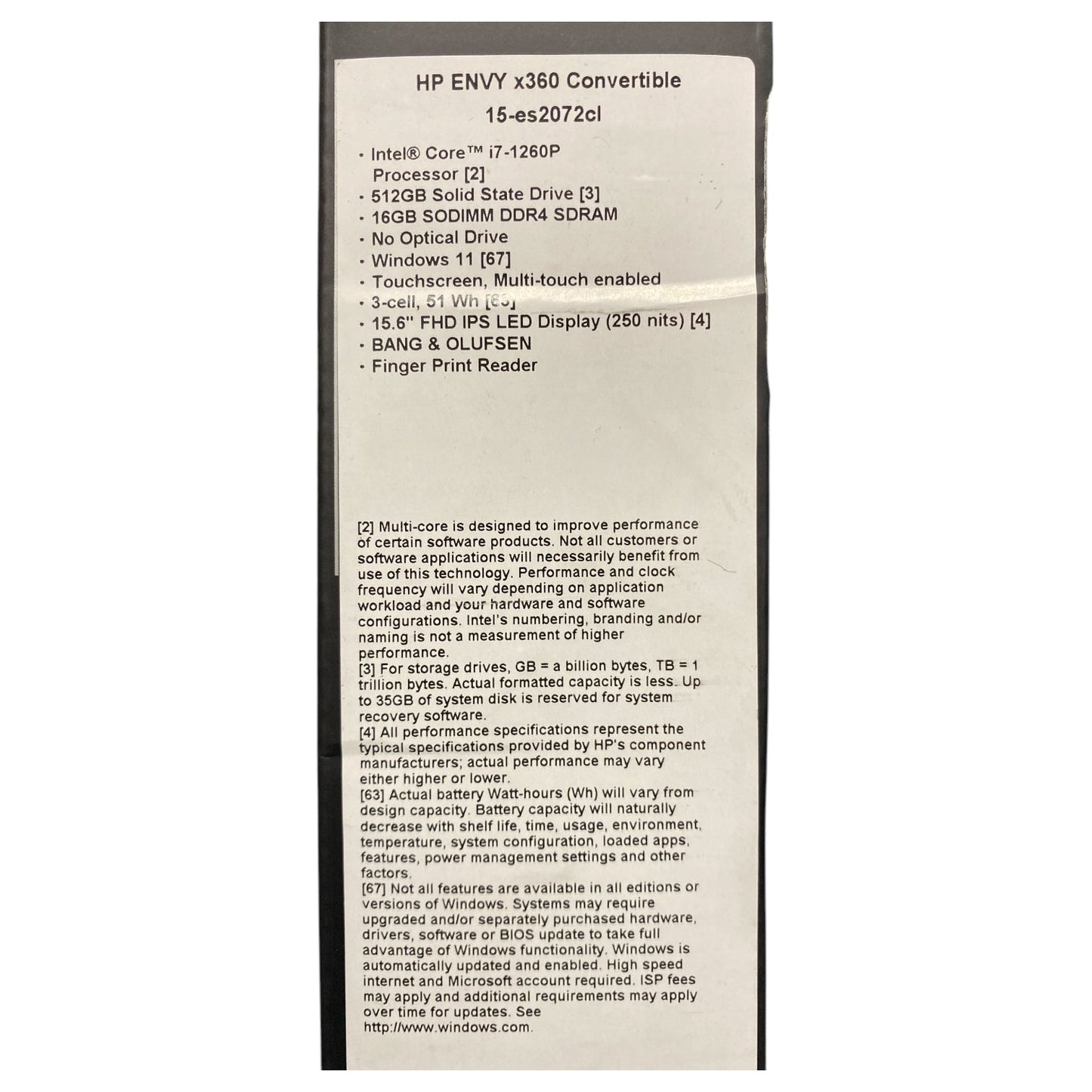 HP Envy Laptop 15.6" Intel i7-1260P Processor, 16GB RAM, 512GB SSD, Intel Iris X