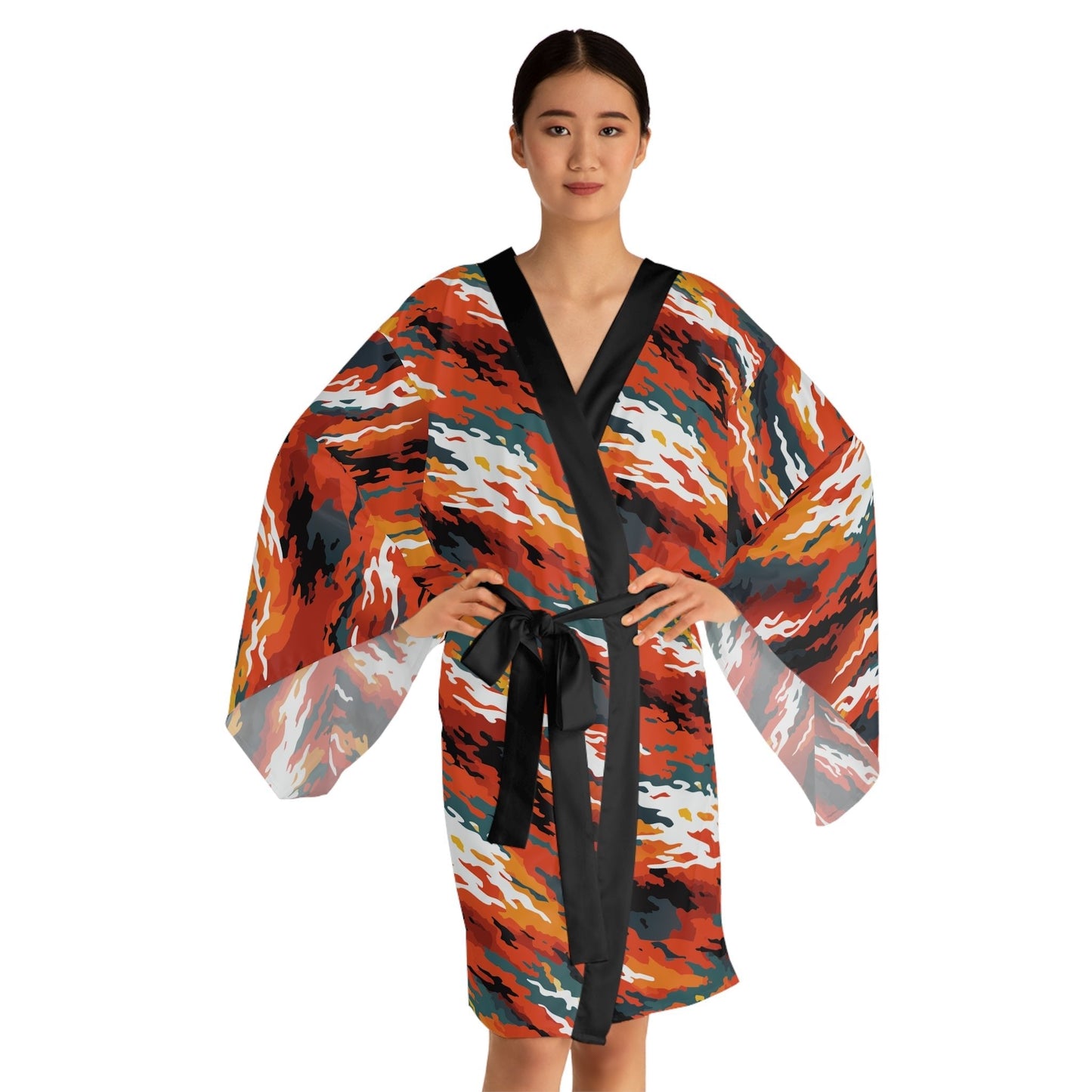 Long Sleeve AOP Kimono Robe for Maximalist Home Dressers — Bold All-Over Print Women's Duster Robe, Gallery Lounge Statement