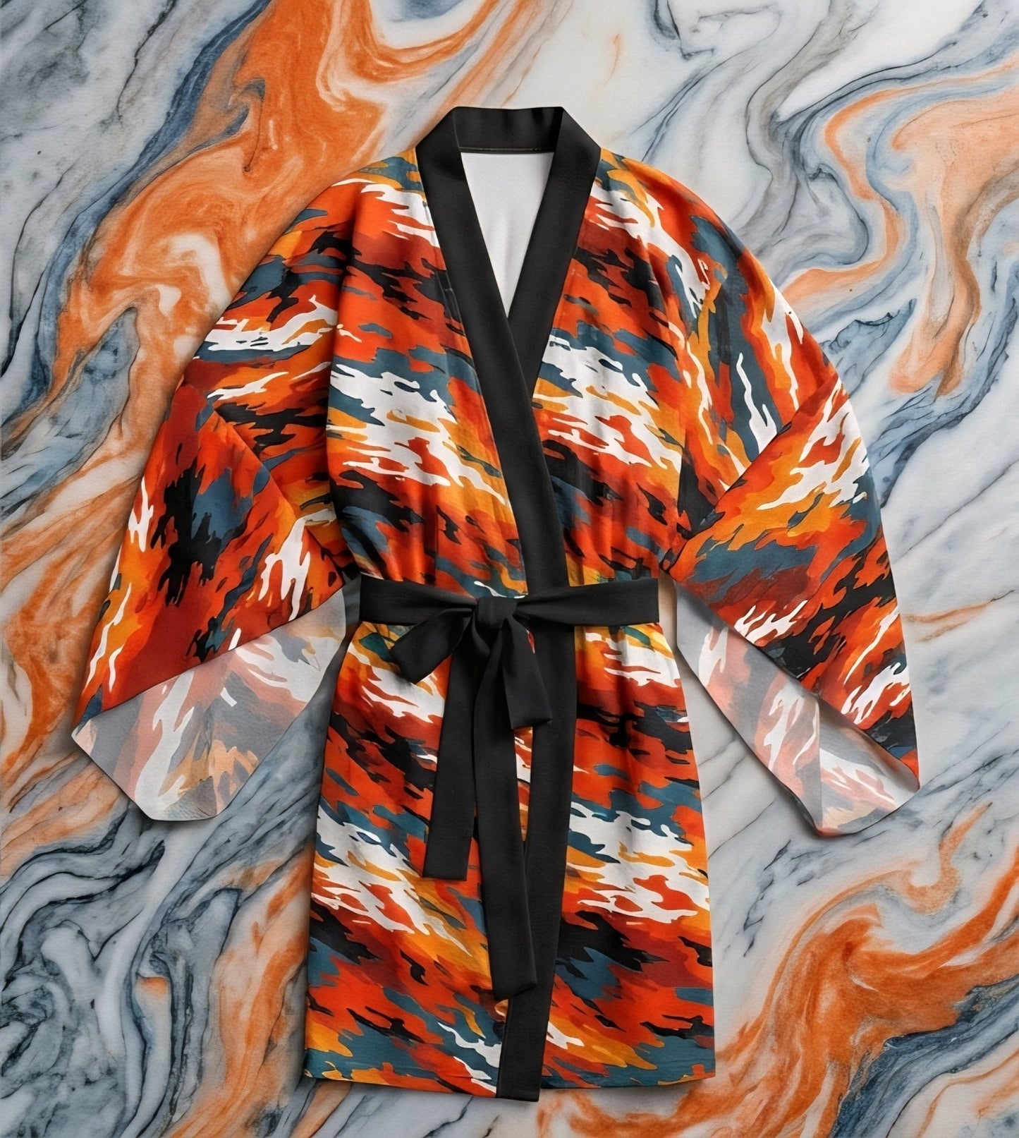 Long Sleeve AOP Kimono Robe for Maximalist Home Dressers — Bold All-Over Print Women's Duster Robe, Gallery Lounge Statement