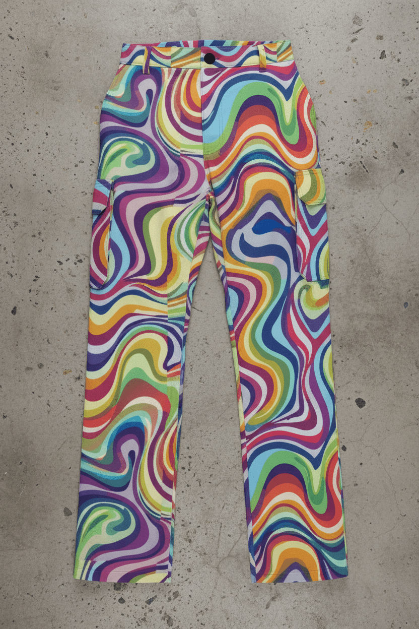 Loud Festival Cargo Pants for Ravers — Maximalist Streetwear Bottoms, Burning Man Camp Wear, Psychedelic Utility Pants, Alt Fashion Statement