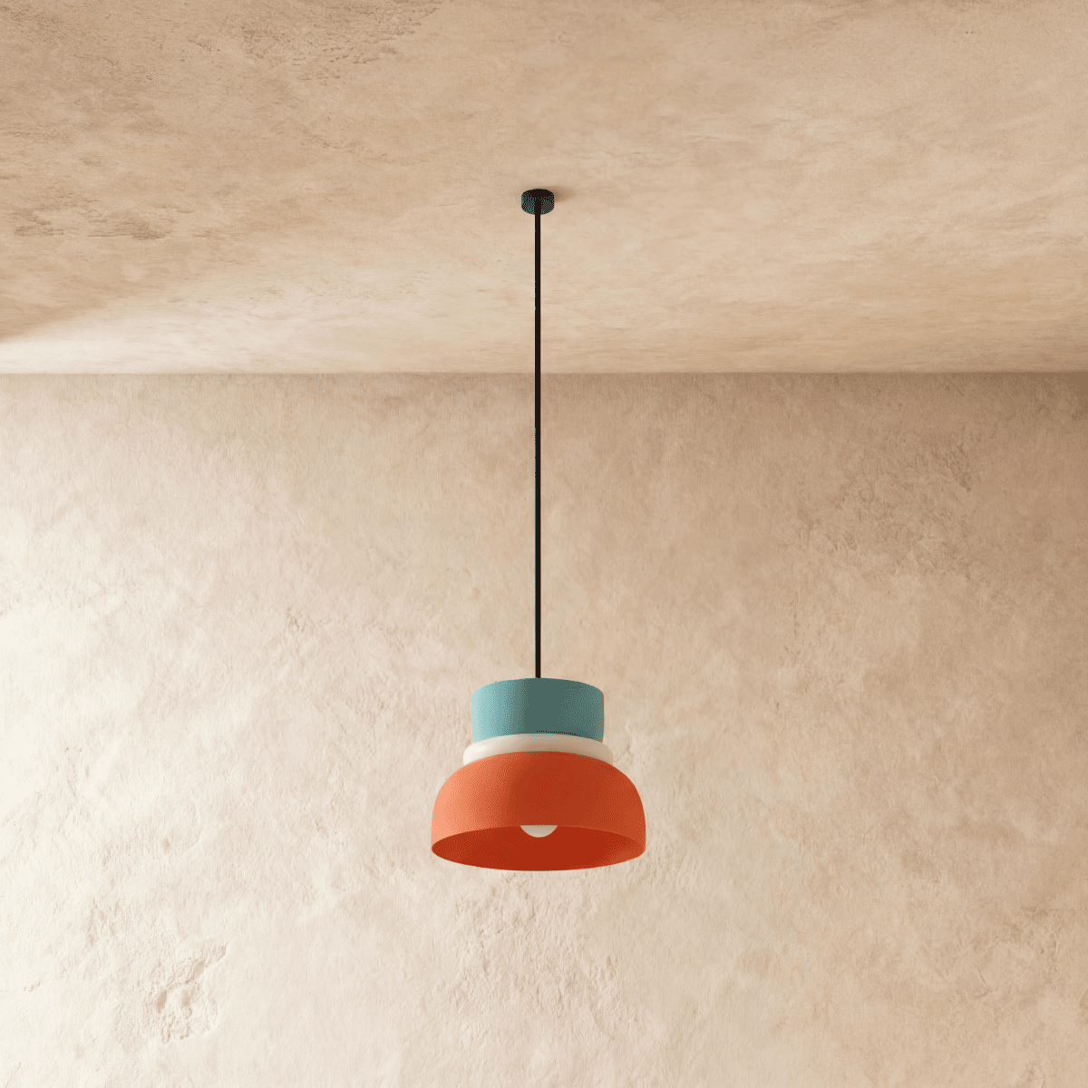 Modern Aluminium Pendant Light With Dome Acrylic Shade