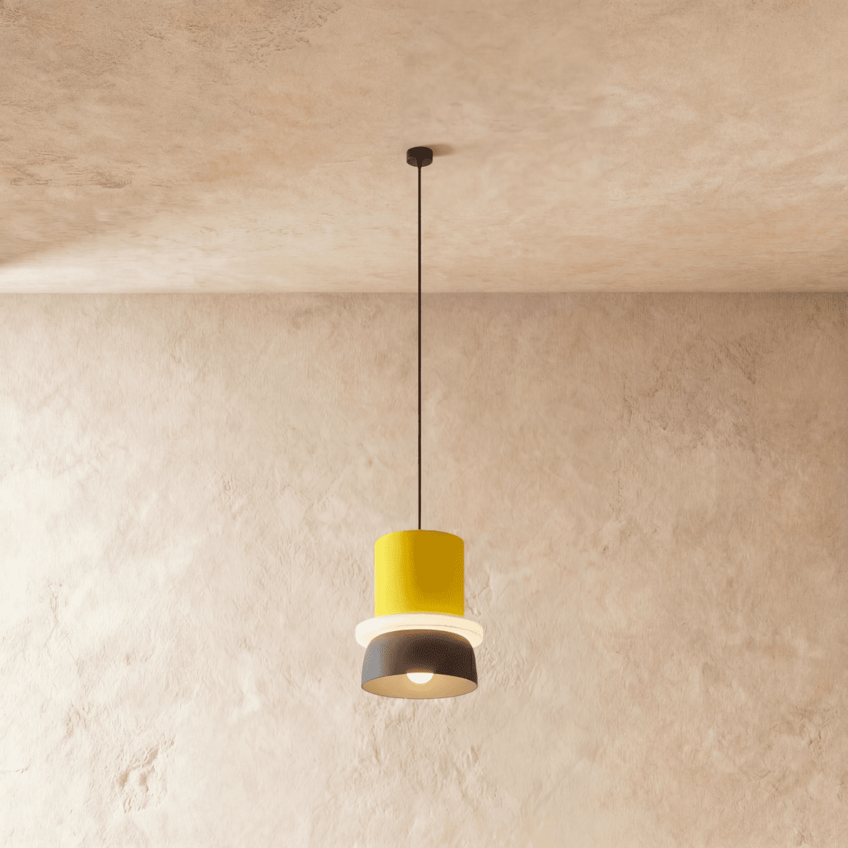Modern Aluminium Pendant Light With Dome Acrylic Shade