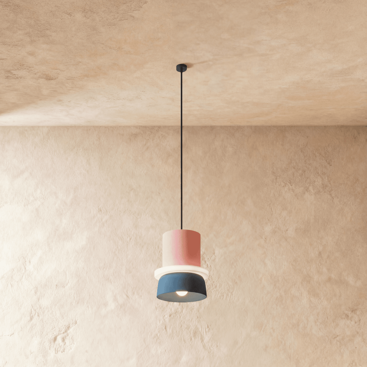 Modern Aluminium Pendant Light With Dome Acrylic Shade