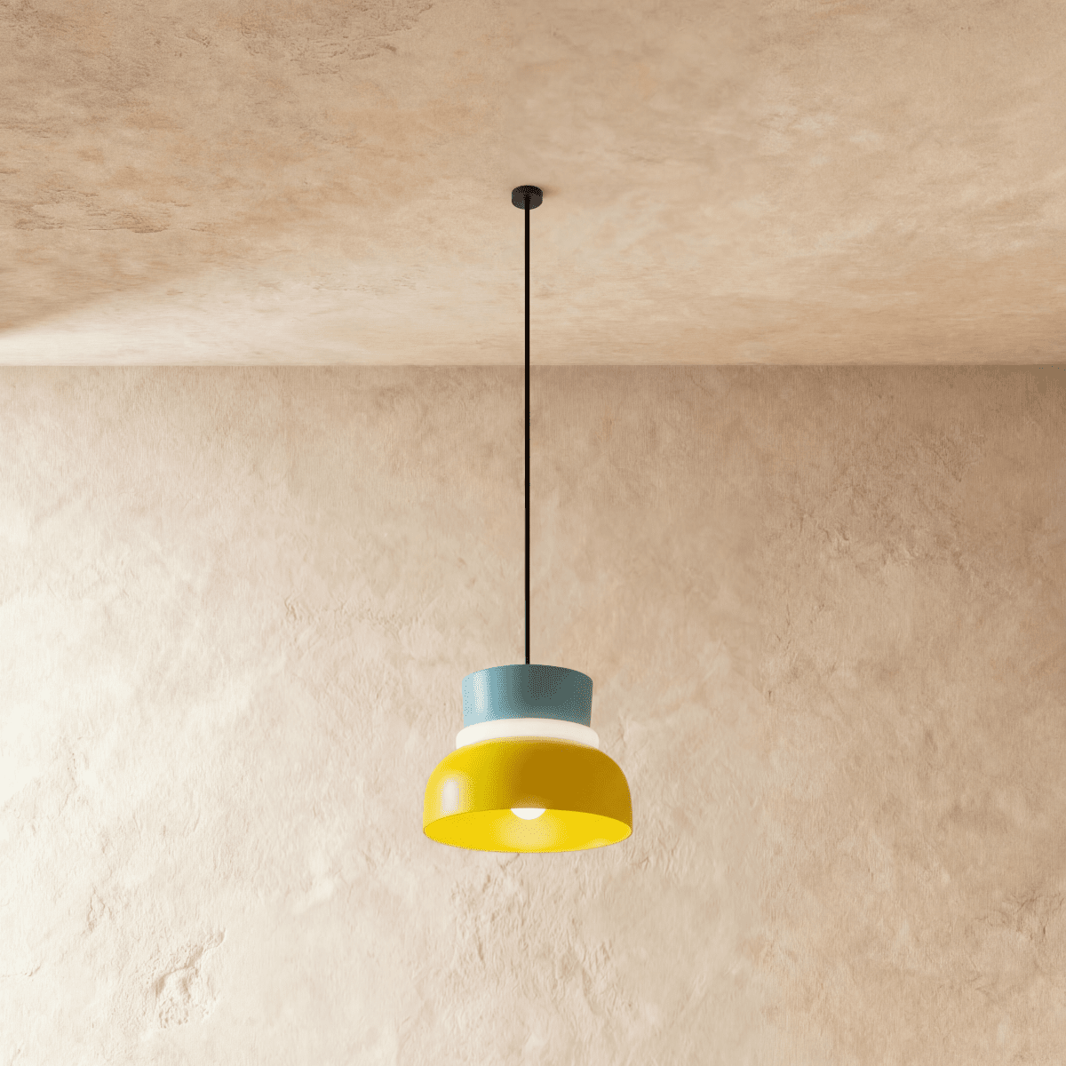 Modern Aluminium Pendant Light With Dome Acrylic Shade