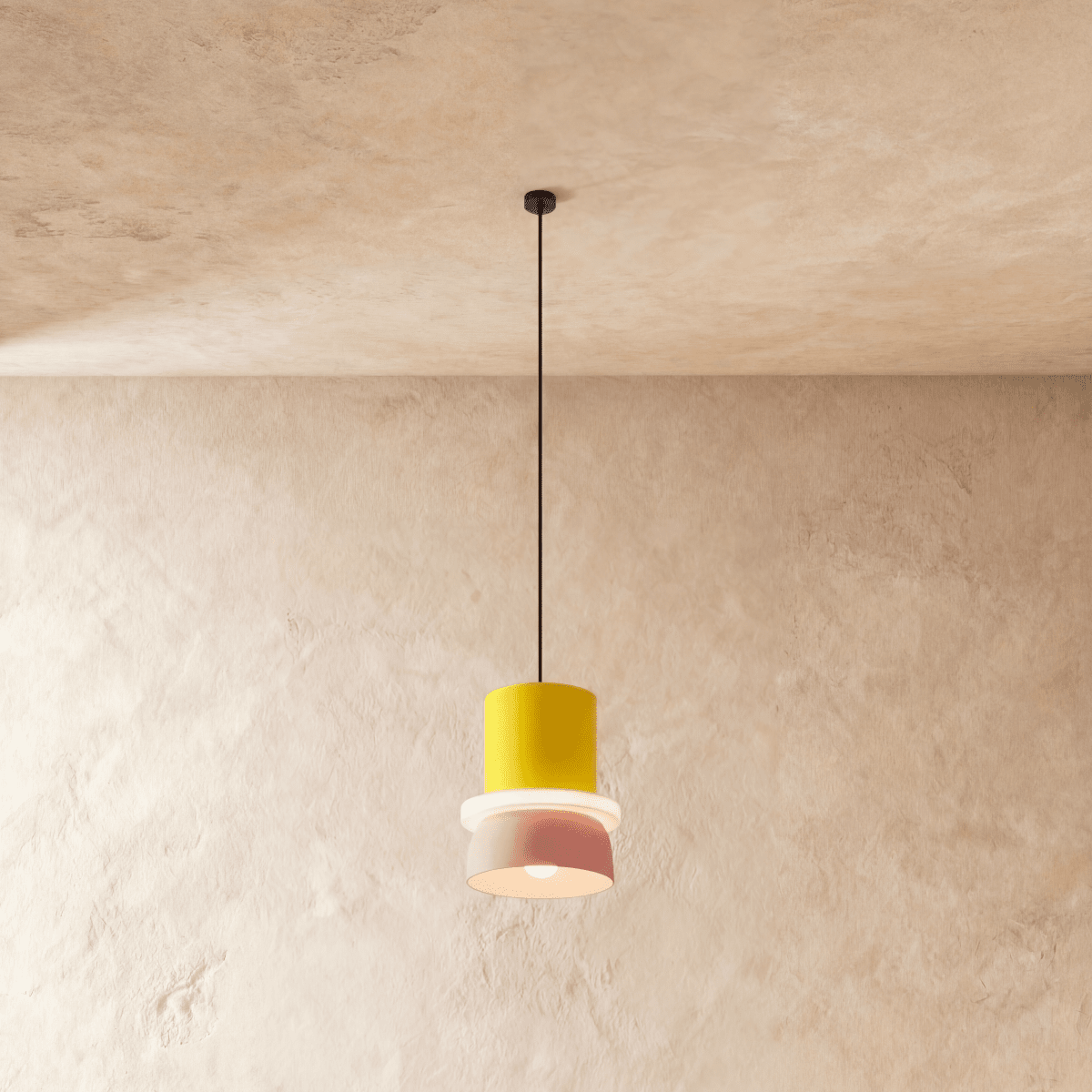 Modern Aluminium Pendant Light With Dome Acrylic Shade