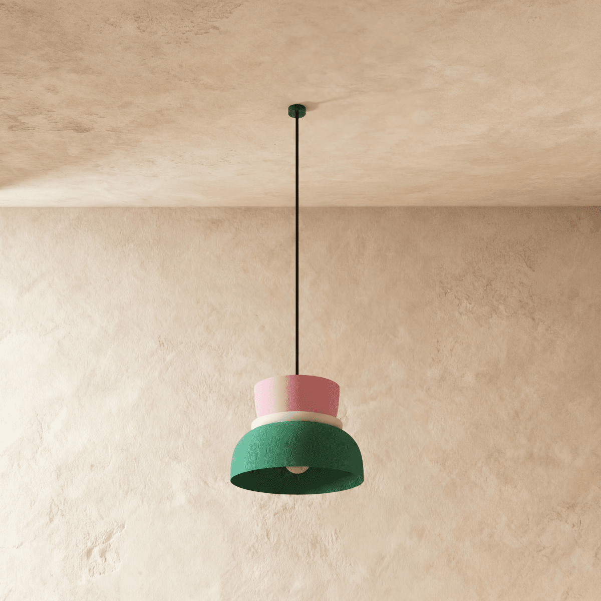 Modern Aluminium Pendant Light With Dome Acrylic Shade