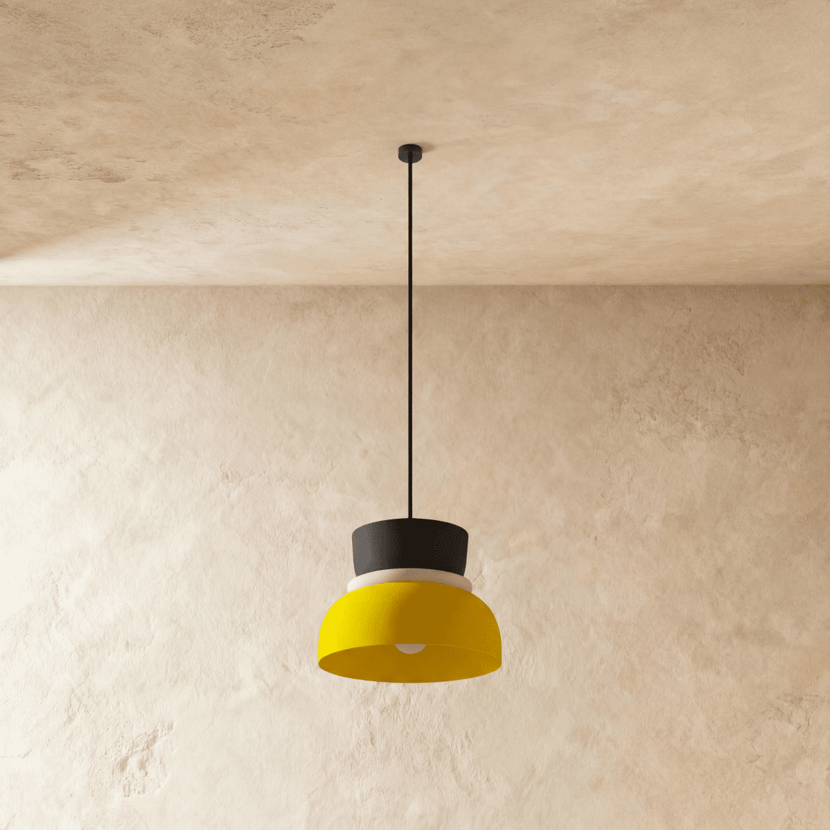 Modern Aluminium Pendant Light With Dome Acrylic Shade