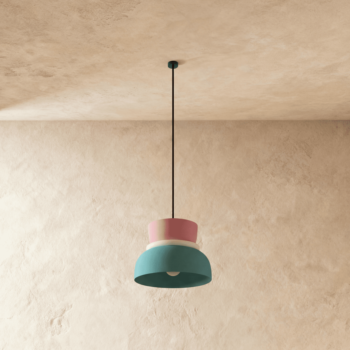 Modern Aluminium Pendant Light With Dome Acrylic Shade