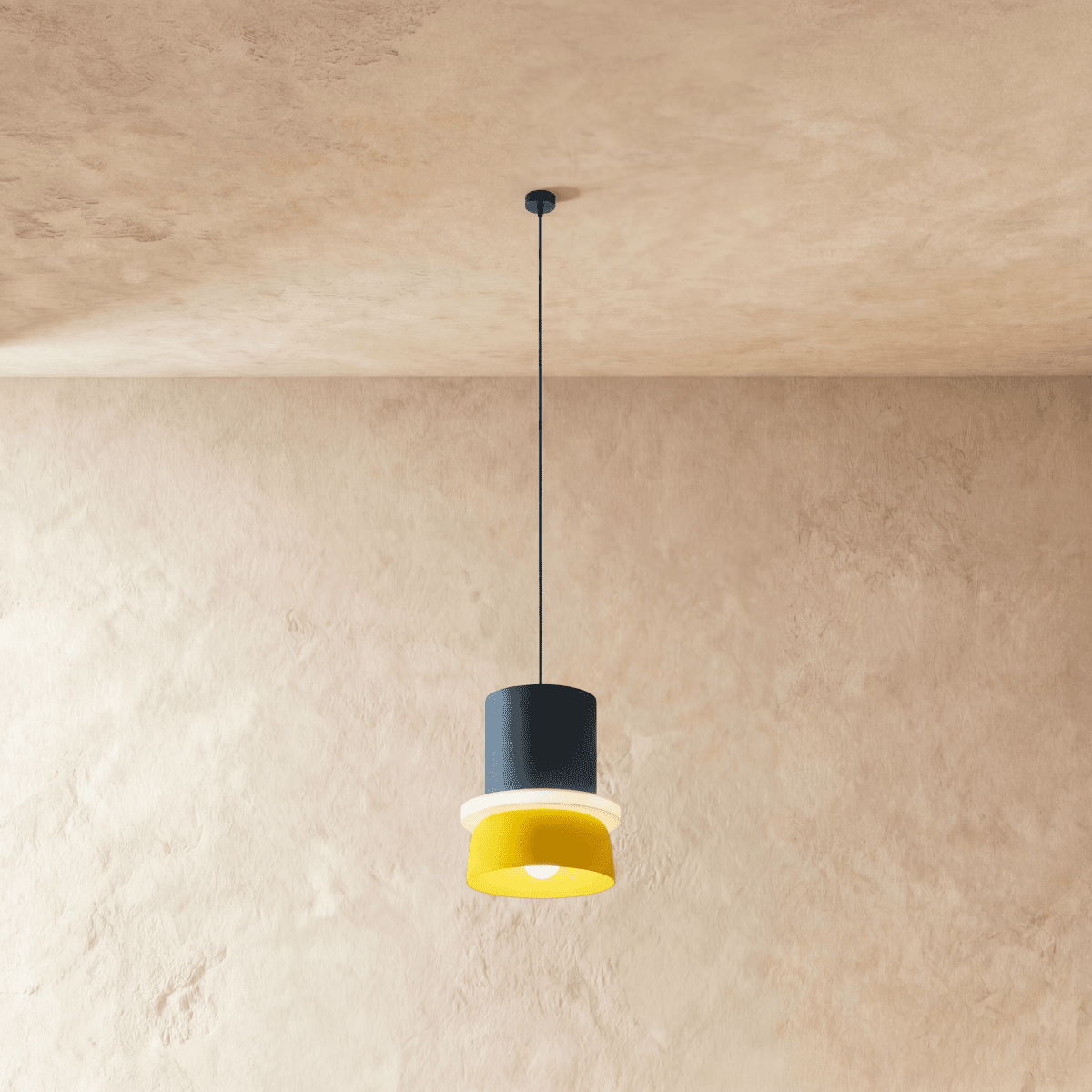 Modern Aluminium Pendant Light With Dome Acrylic Shade