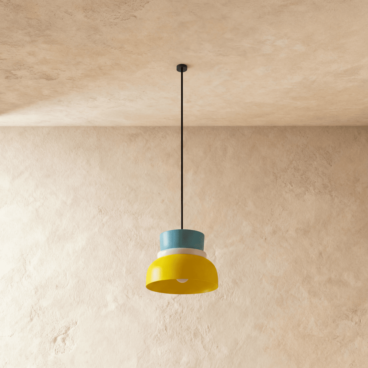 Modern Aluminium Pendant Light With Dome Acrylic Shade