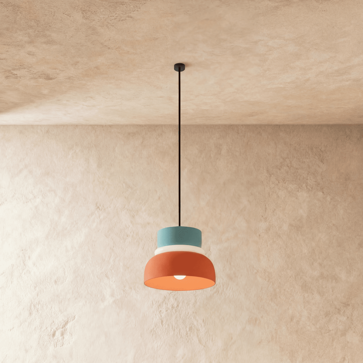 Modern Aluminium Pendant Light With Dome Acrylic Shade